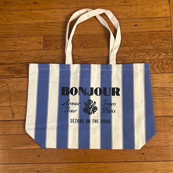 Sezane Handbags - Sezane NEW Bonjour NEW & unused Parisian Canvas Tote Bag